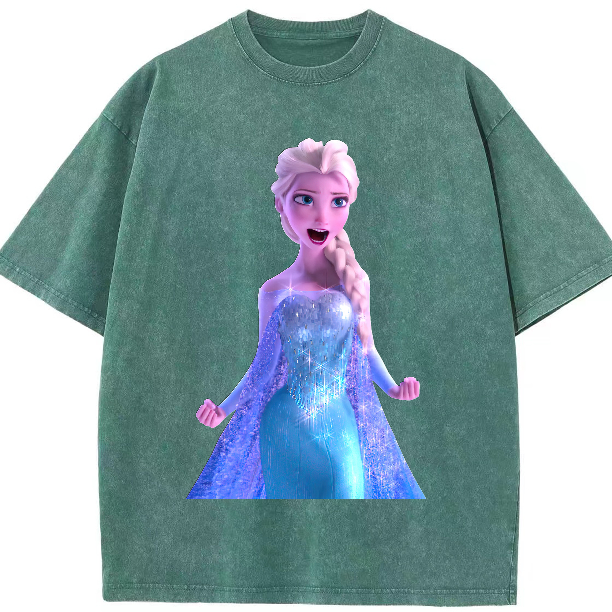 （画像用） アナと雪の女王 アンナ エルサ Frozen Anna Elsa 綿100% ヴィンテージ風 半袖Tシャツ（フロントプリント）